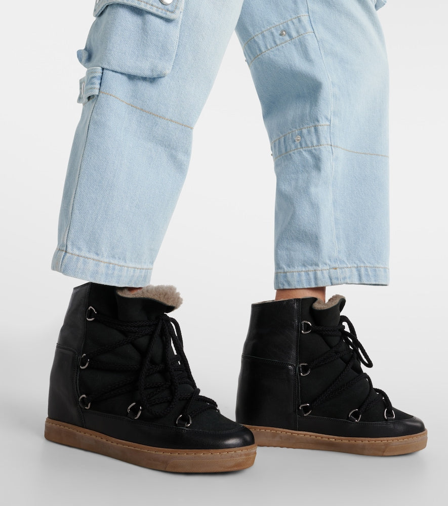 Isabel Marant Nowles shearling-trimmed leather ankle boots