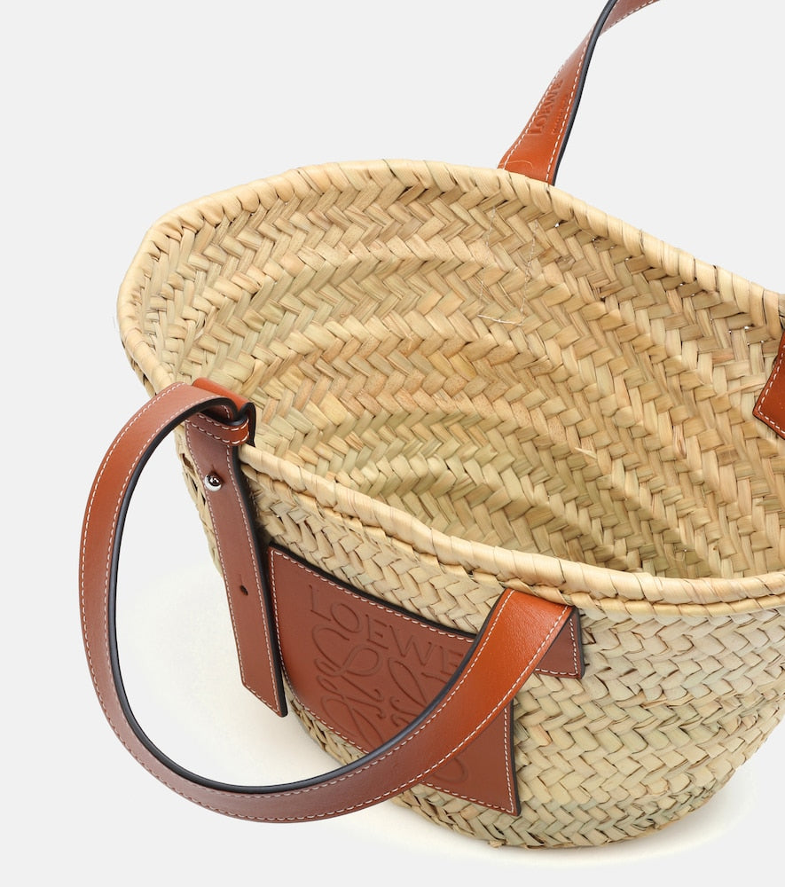Loewe Small leather-trimmed basket tote
