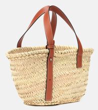 Loewe Small leather-trimmed basket tote