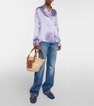 Loewe Small leather-trimmed basket tote