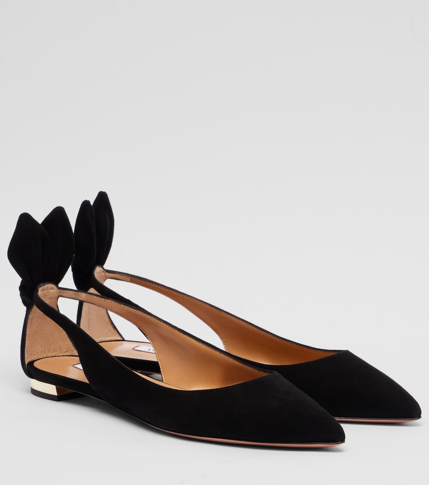 Aquazzura Bow Tie suede ballet flats - Aquazzura 蝴蝶结麂皮芭蕾平底鞋