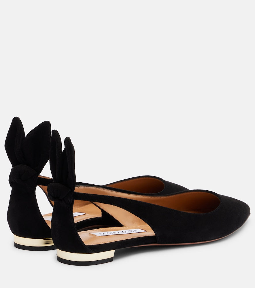 Aquazzura Bow Tie suede ballet flats