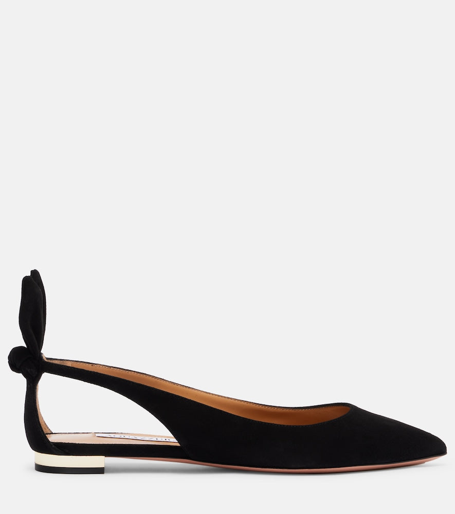 Aquazzura Bow Tie suede ballet flats