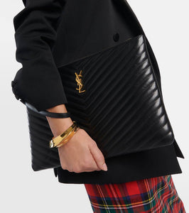 Saint Laurent Cassandre matelass√É¬© leather clutch