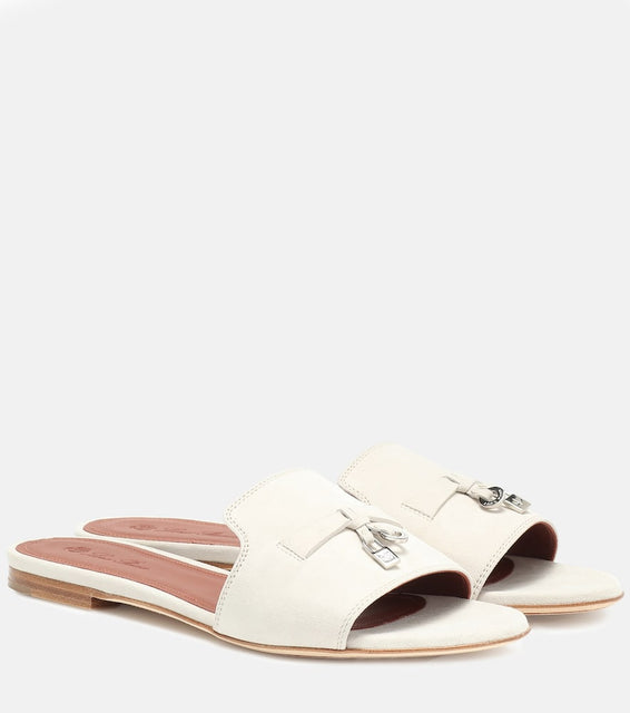 Loro Piana Summer Charms suede slides