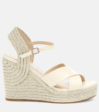 Jimmy Choo Dellena 100 leather-trimmed espadrilles