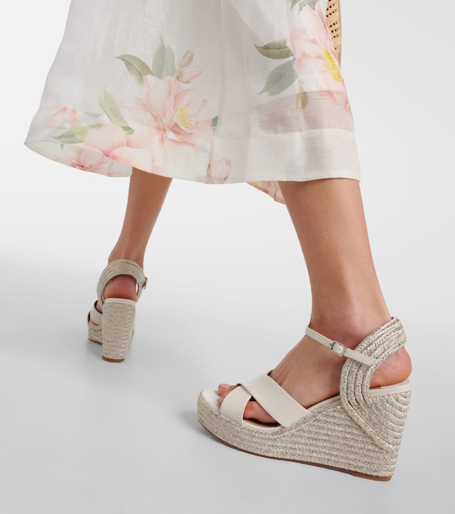 Jimmy Choo Dellena 100 leather-trimmed espadrilles