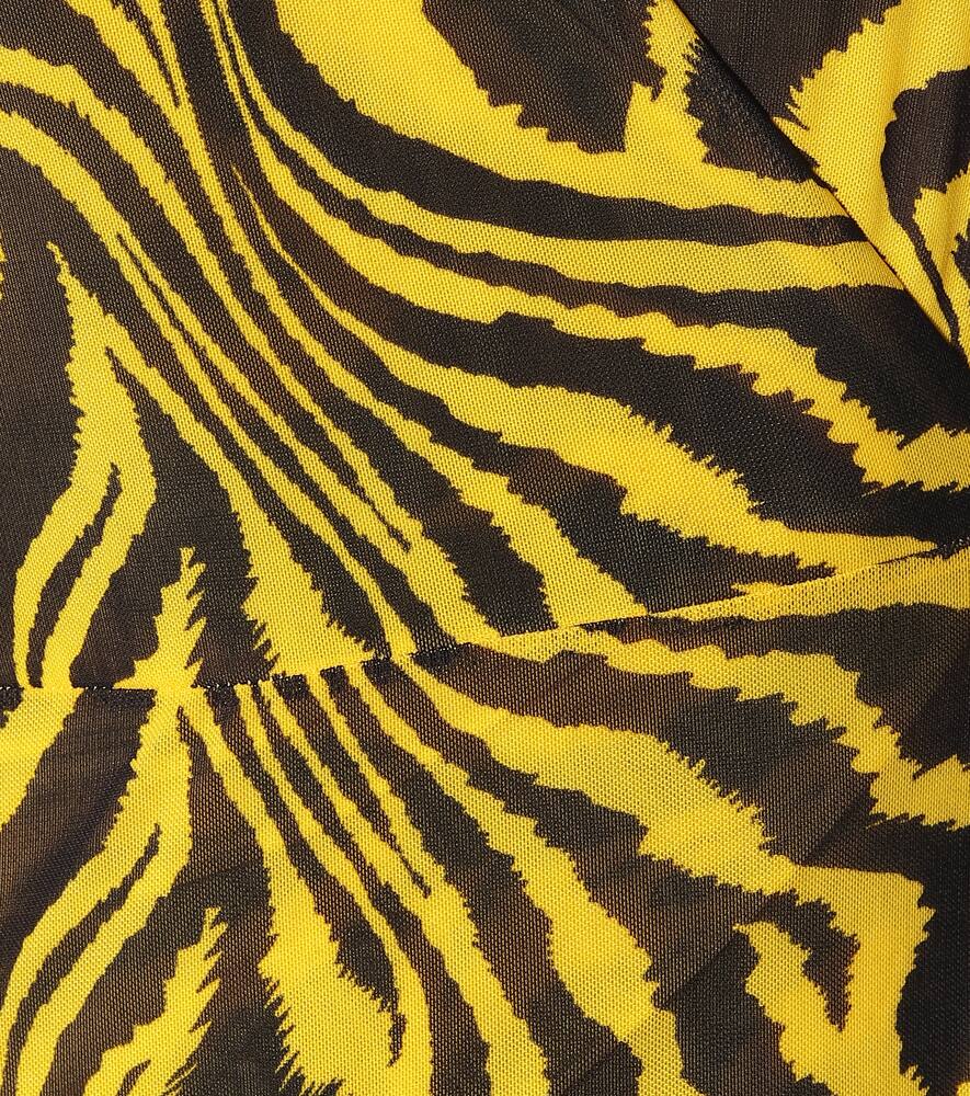 Ganni Animal-print mesh wrap dress