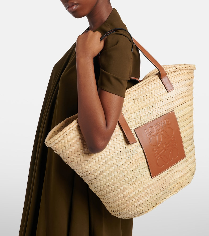 Loewe Large leather-trimmed basket tote