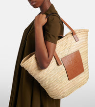 Loewe Large leather-trimmed basket tote