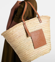 Loewe Large leather-trimmed basket tote