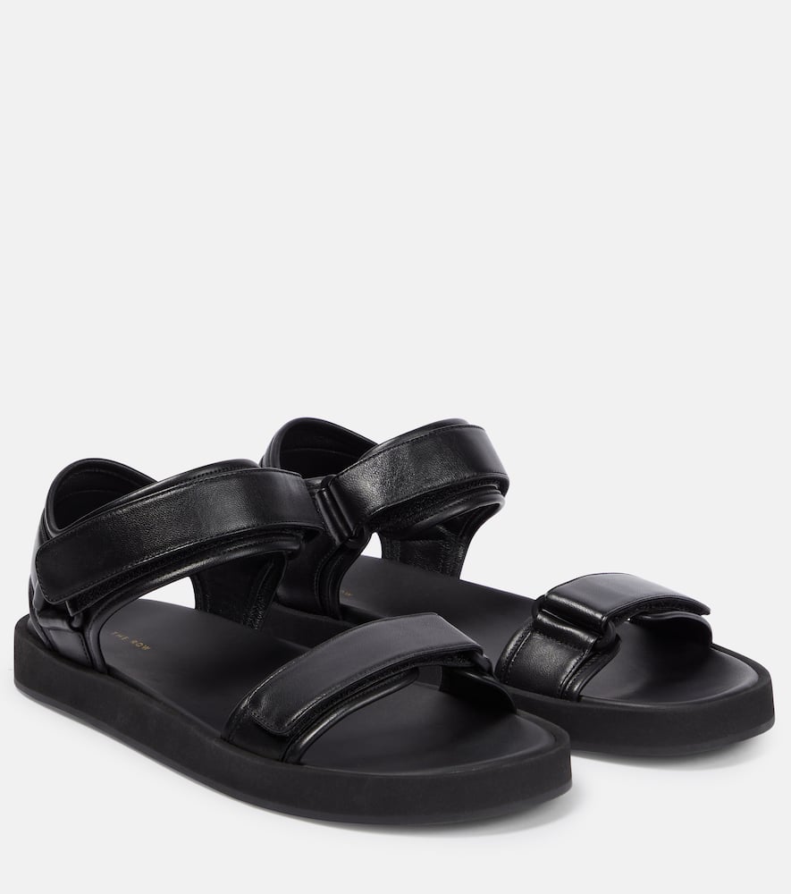 The Row Hook and Loop leather sandals - Black Flat Sandals