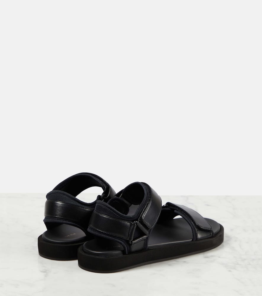 The Row Hook and Loop leather sandals - Black Flat Sandals