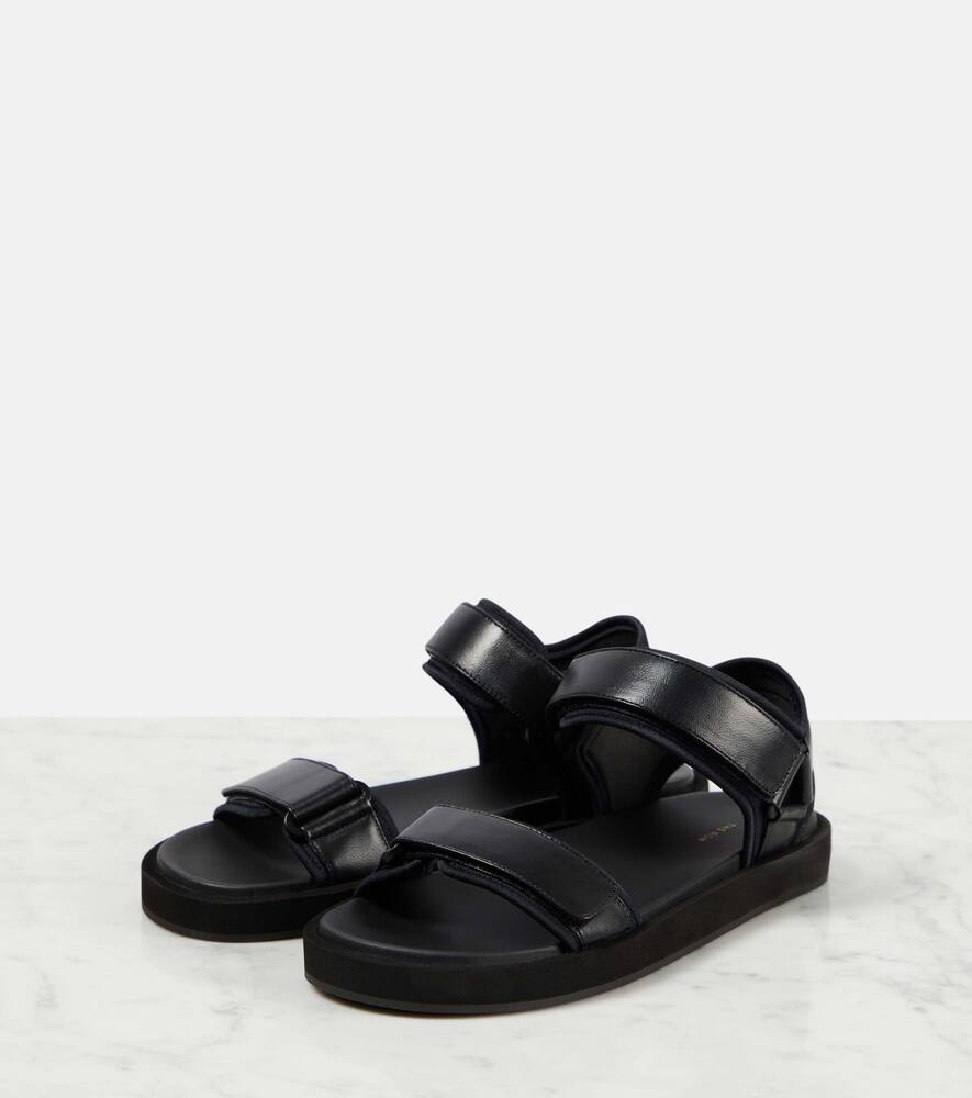 The Row Hook and Loop leather sandals - Black Flat Sandals