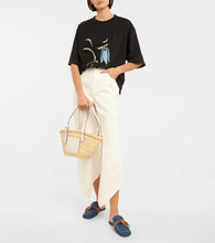 Loewe Small leather-trimmed basket tote