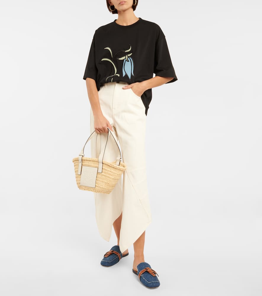 Loewe Small leather-trimmed basket tote