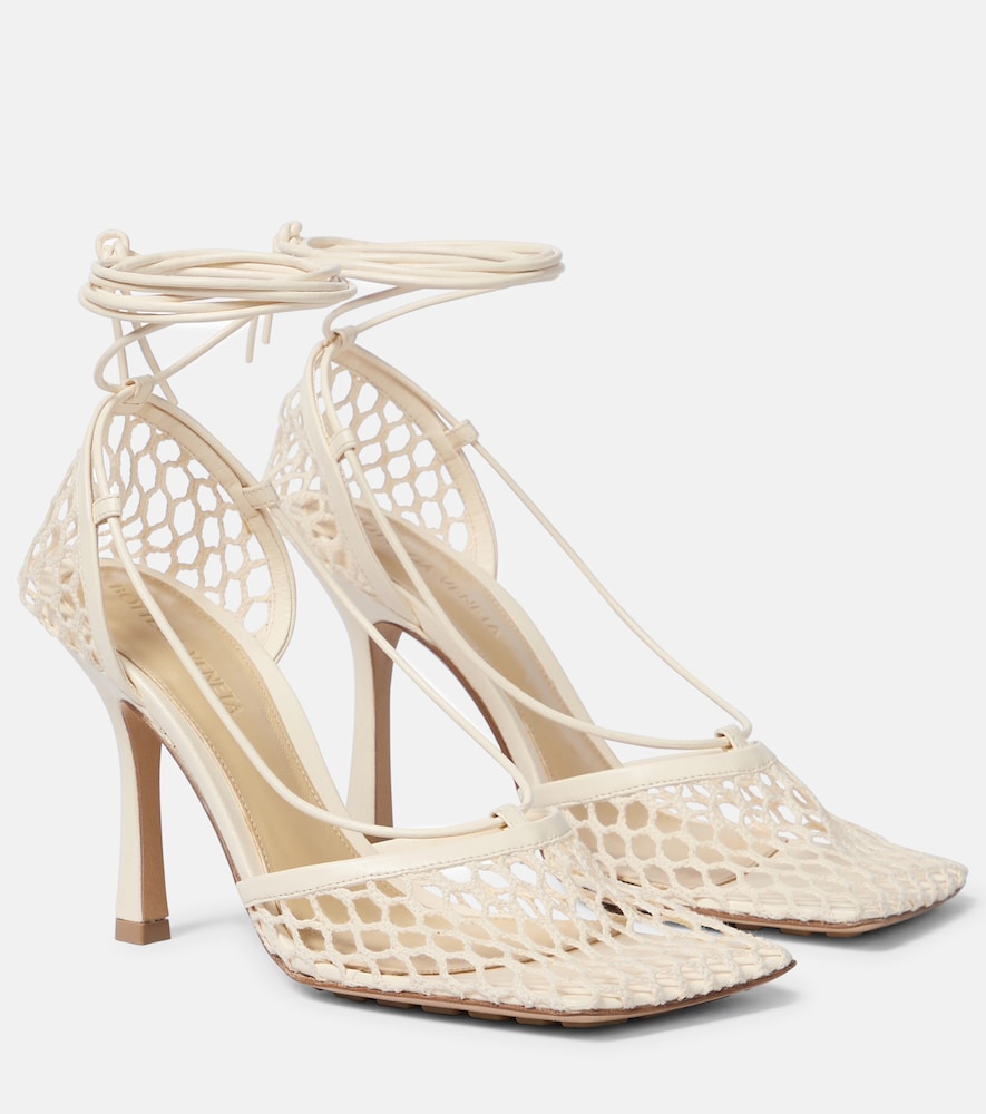 Bottega Veneta Stretch leather-trimmed mesh pumps - Bottega Veneta 弹力皮革饰边网眼高跟鞋