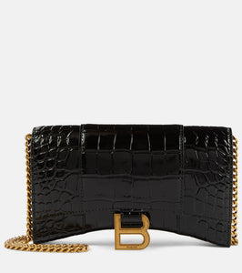 Balenciaga Hourglass croc-effect leather wallet on chain. Shop Balenciaga Shoulder Bags for women now.