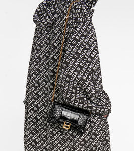 Balenciaga Hourglass croc-effect leather wallet on chain