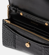 Balenciaga Hourglass croc-effect leather wallet on chain