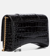 Balenciaga Hourglass croc-effect leather wallet on chain