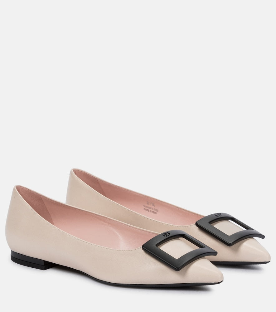 Roger Vivier Gommettine leather ballet flats - Roger Vivier Gommettine 皮革芭蕾平底鞋