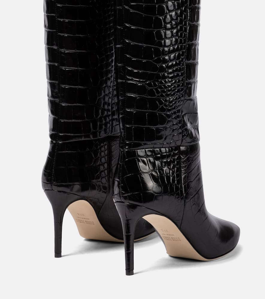 Paris Texas Croc-effect leather knee-high boots