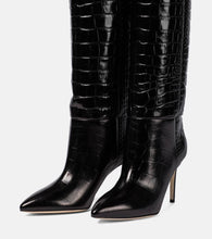 Paris Texas Croc-effect leather knee-high boots