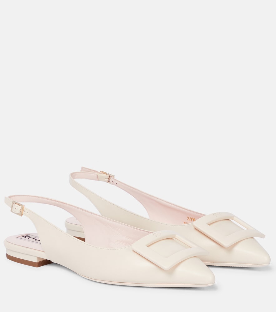 Roger Vivier Gommettine leather slingback flats - Roger Vivier Gommettine 皮革露跟平底鞋