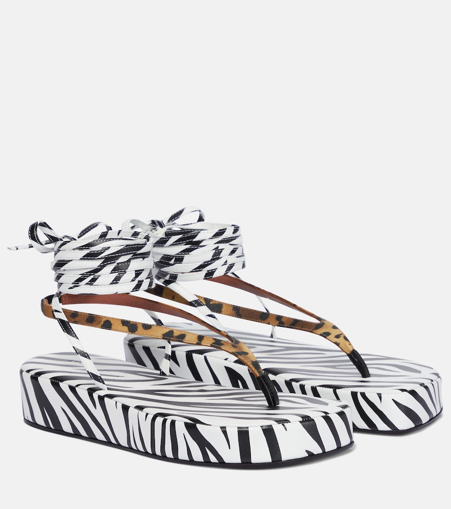 Amina Muaddi Jamie printed satin sandals