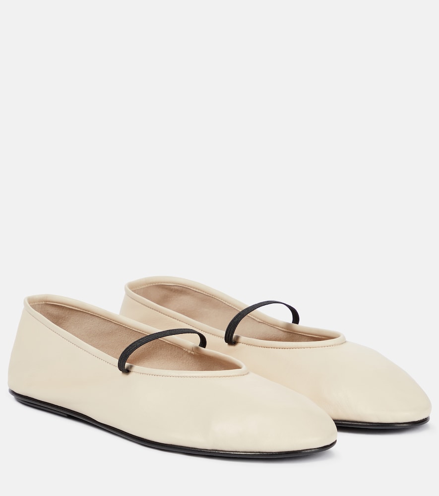 The Row Elastic leather ballet flats - The Row 弹性皮革芭蕾平底鞋
