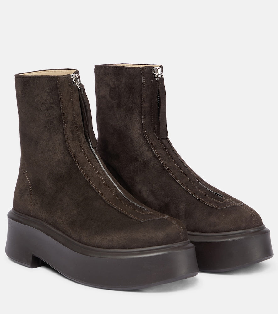The Row Zipped Boot 1 suede ankle boots - The Row 拉链靴 1 麂皮踝靴