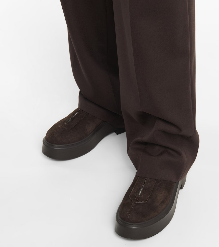 The Row Zipped Boot 1 suede ankle boots