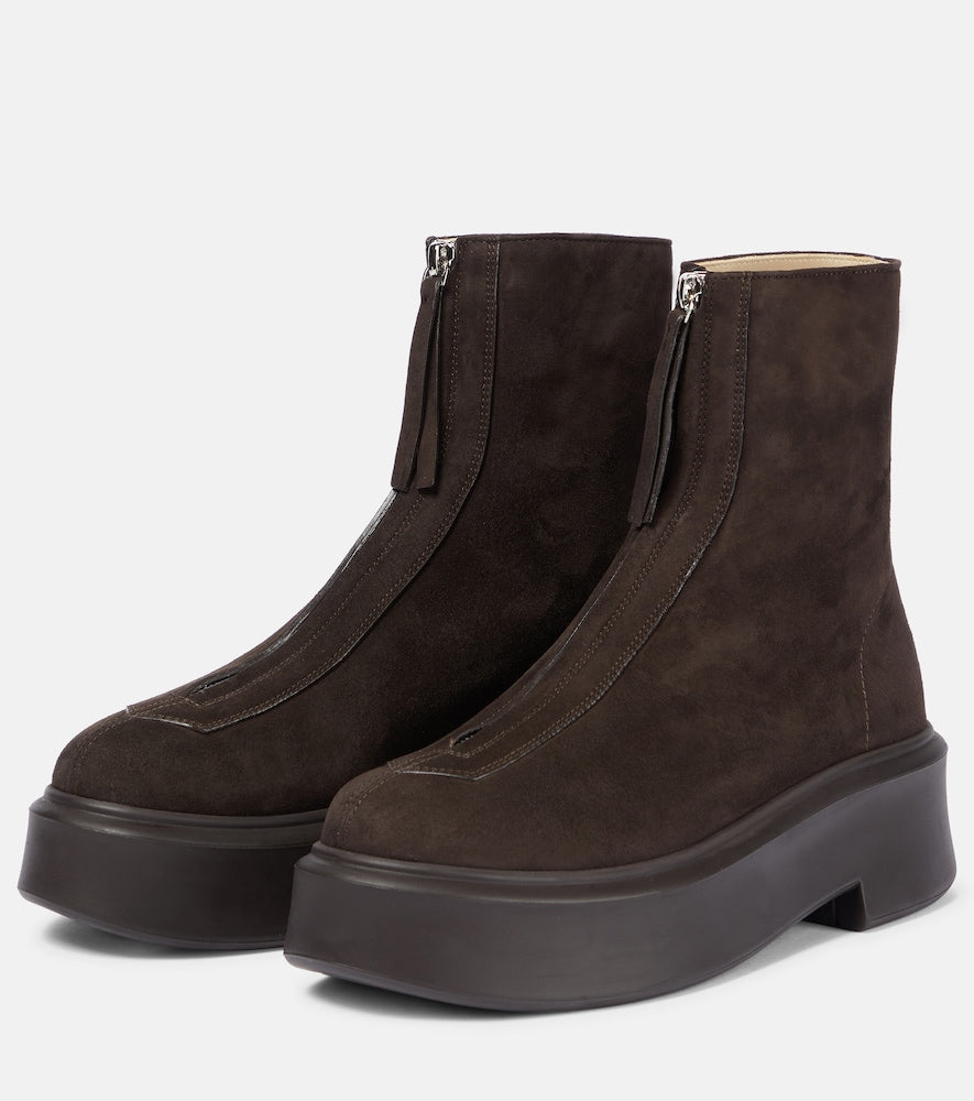 The Row Zipped Boot 1 suede ankle boots