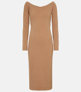 Fendi Off-shoulder wool jersey midi dress