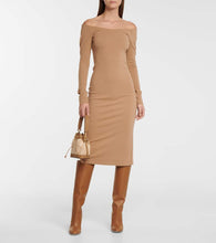 Fendi Off-shoulder wool jersey midi dress