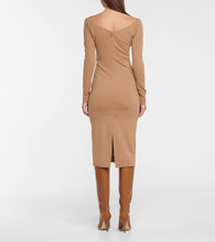 Fendi Off-shoulder wool jersey midi dress