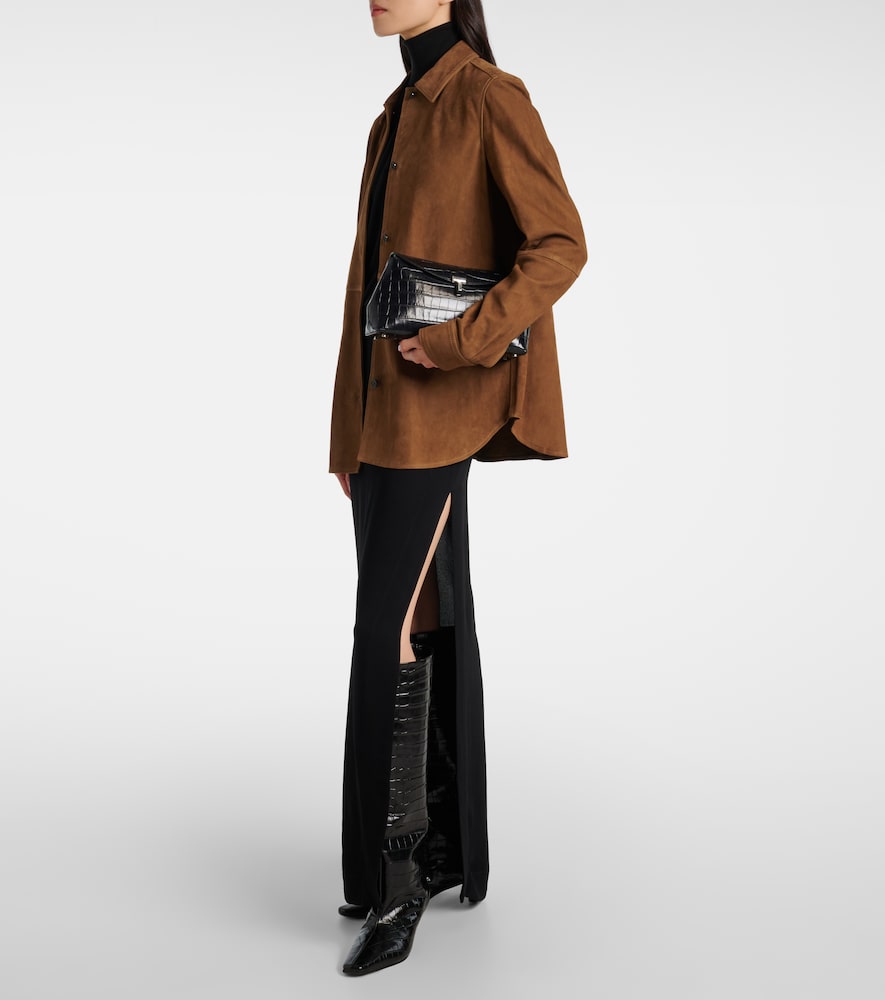 Toteme Croc-effect leather knee-high boots