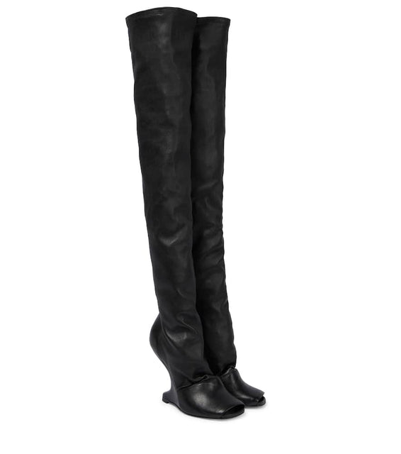 Rick Owens Cantilever leather over-the-knee boots