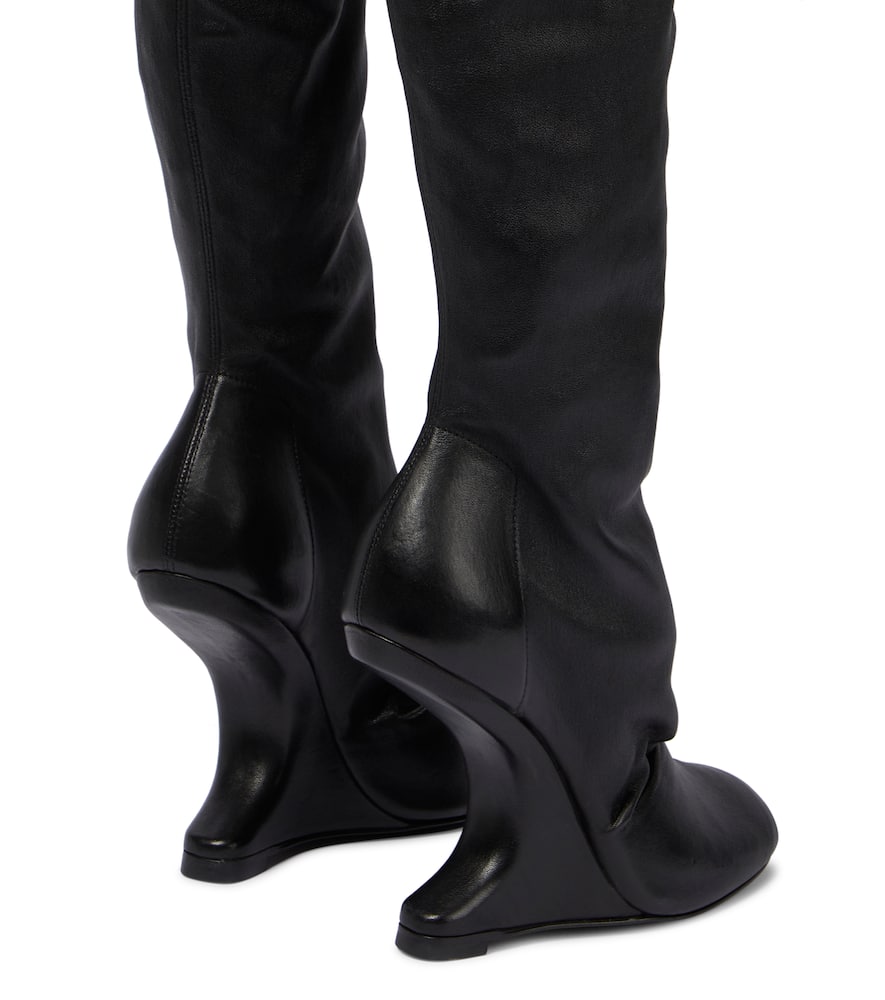 Rick Owens Cantilever leather over-the-knee boots