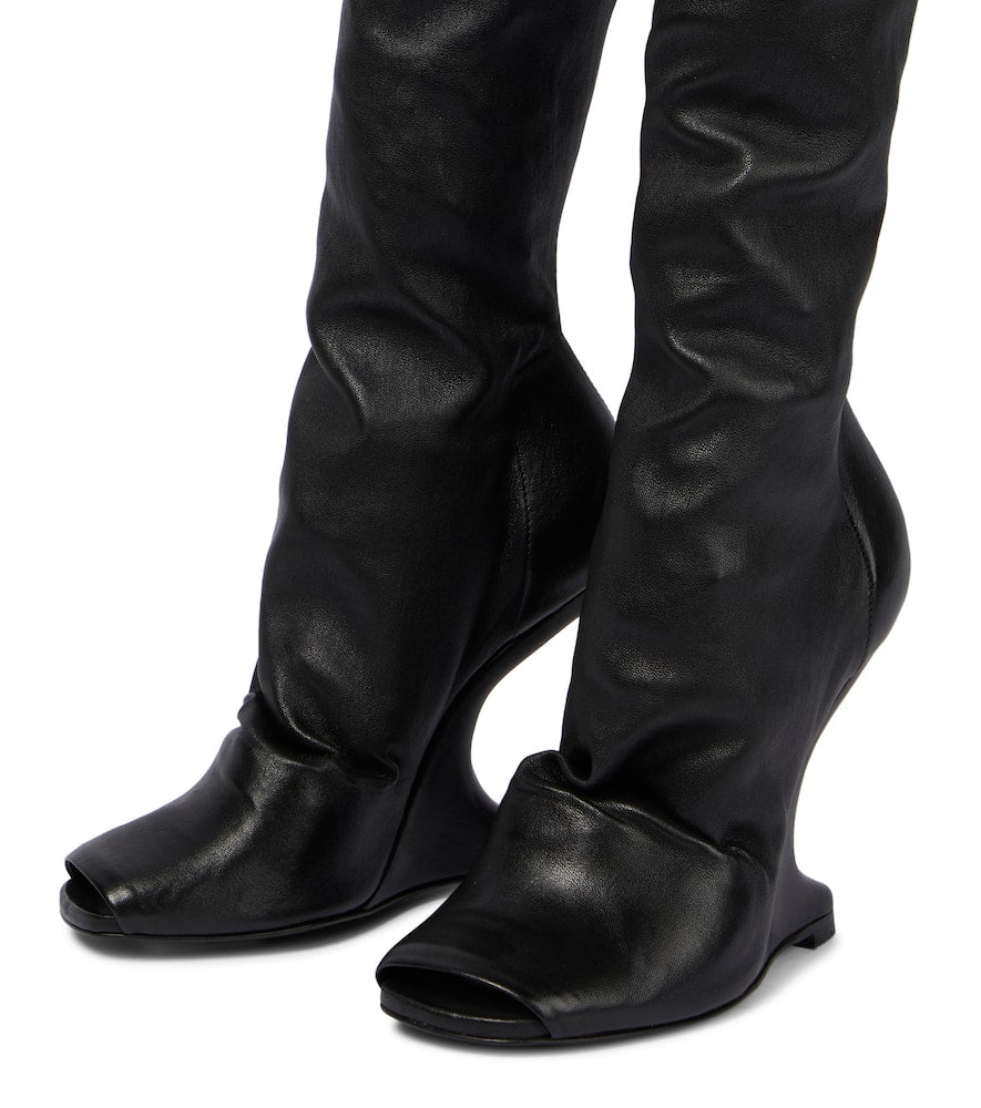 Rick Owens Cantilever leather over-the-knee boots