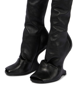 Rick Owens Cantilever leather over-the-knee boots