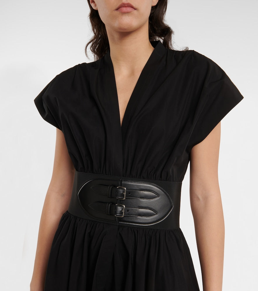 Alaia Belted cotton poplin midi dress