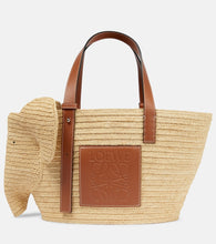 Loewe Elephant Basket raffia tote bag - Loewe 大象篮子拉菲草手提包