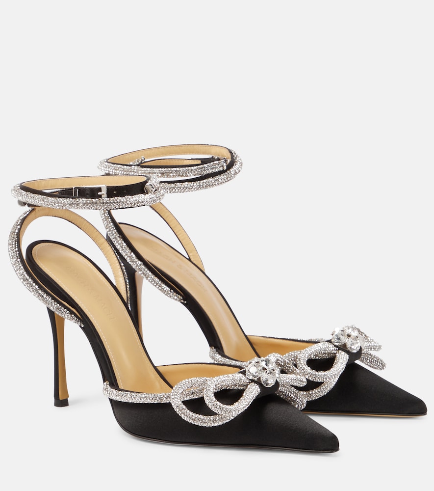 Mach & Mach Double Bow embellished satin pumps - Mach & Mach 双蝴蝶结装饰缎面高跟鞋