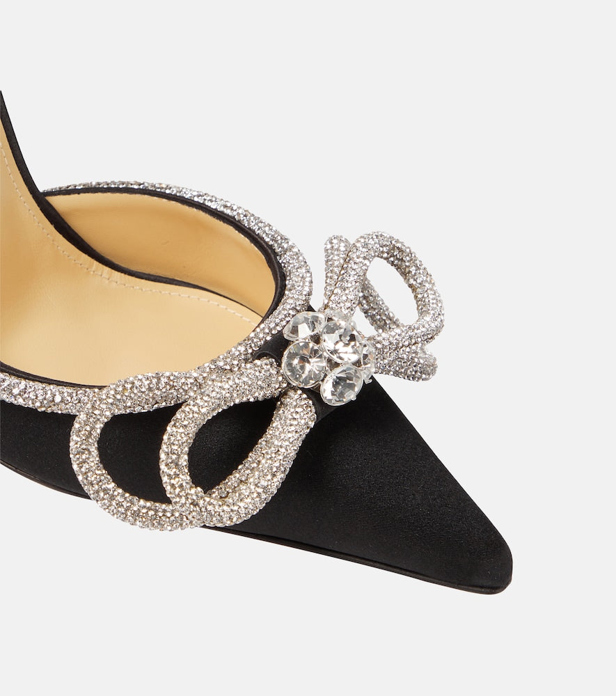 Mach & Mach Double Bow embellished satin pumps