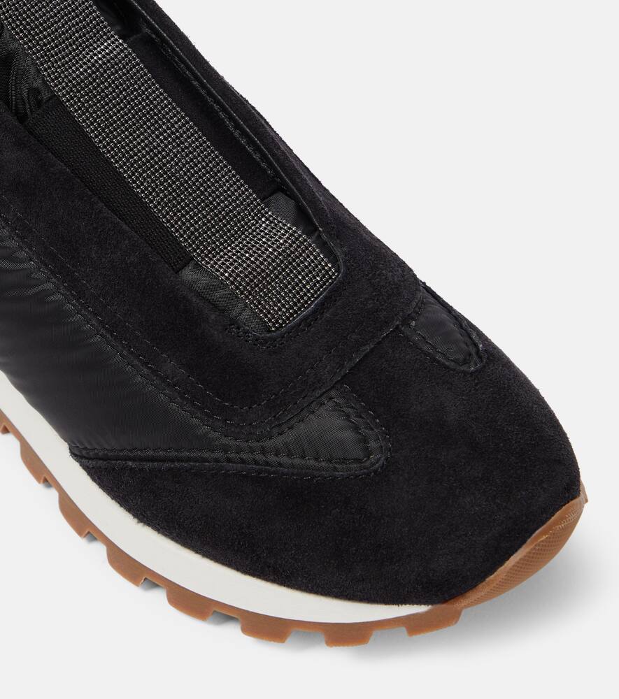 Brunello Cucinelli Monili suede-trimmed sneakers