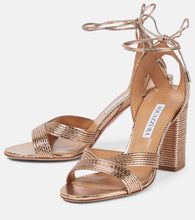 Aquazzura Ari 85 metallic leather sandals