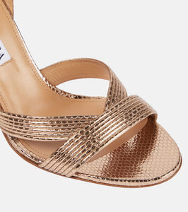 Aquazzura Ari 85 metallic leather sandals