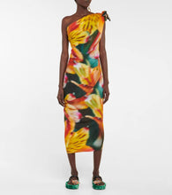 Dries Van Noten One-shoulder draped floral midi dress